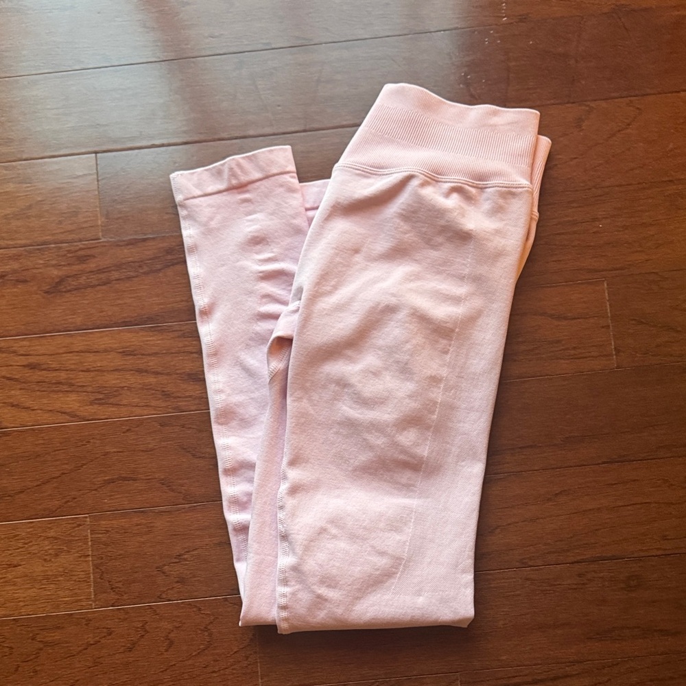 Pink Leggings with Ribbed Waistband